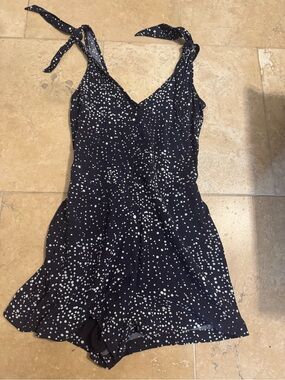 Cupcake & Cashmere Navy & White Polka Dot Romper
